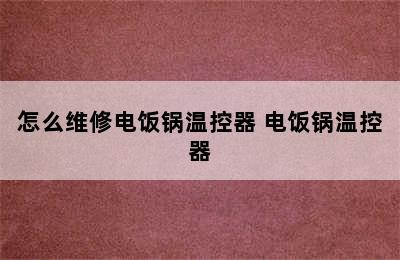 怎么维修电饭锅温控器 电饭锅温控器